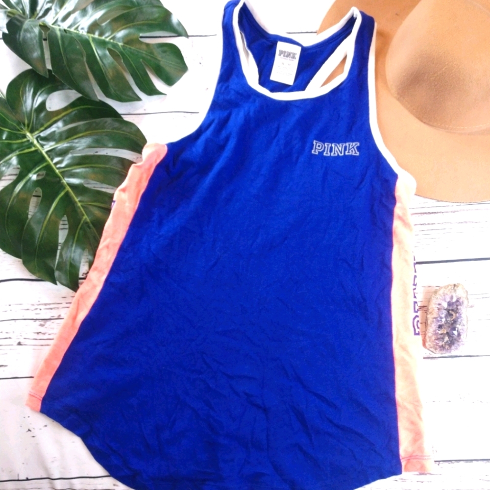 5/$25 Victoria's Secret Pink Blue Peach Tank Top